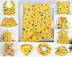 Noah & Friends Blank Quilting Baby Safari Animals Cotton Fabric by the Yard