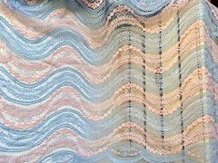57″ Wide Grey and Pink Wavy Embroidery Lace Fabric for Sewing/Crafts/ Bridal