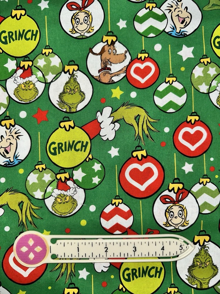 FERN’s XL SCRAP 10X22 “How The Grinch Stole Christmas” Ornaments Fabric