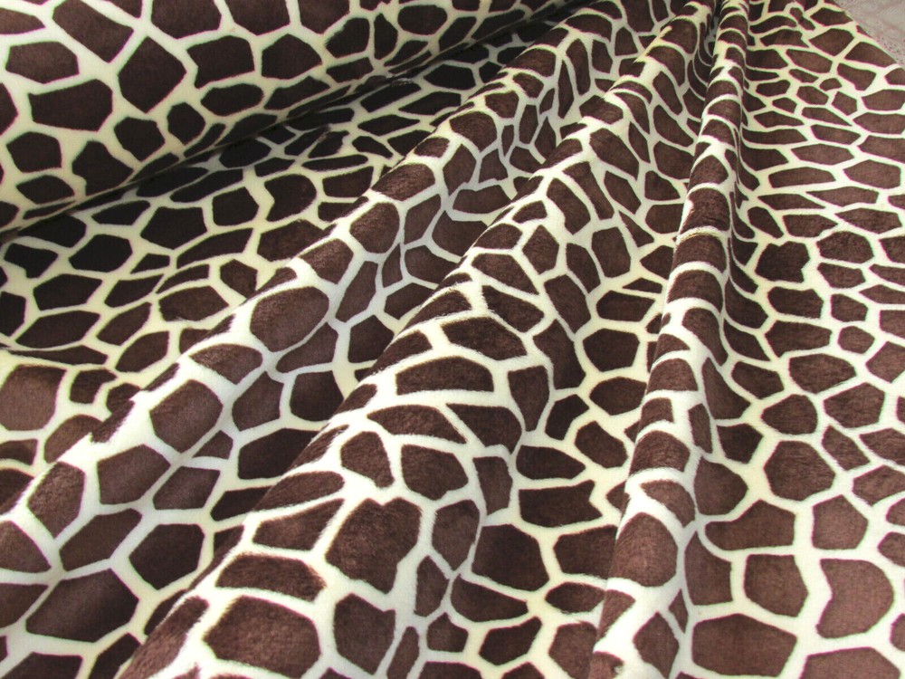 GIRAFFE DARK BROWN MINKY SMOOTH SILKY PLUSH SEW QUILT CRAFT FABRIC BTY & PRECUTS