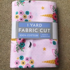 1 Yard Pre-Cut Unicorns Floral Crowns on Pink Quilting Cotton Fabric