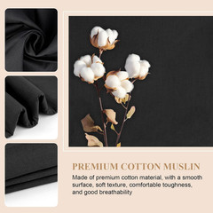 100% Cotton Muslin Fabric, 59 Inch X 2 Yards Black Fabric by The Yard | Medium W