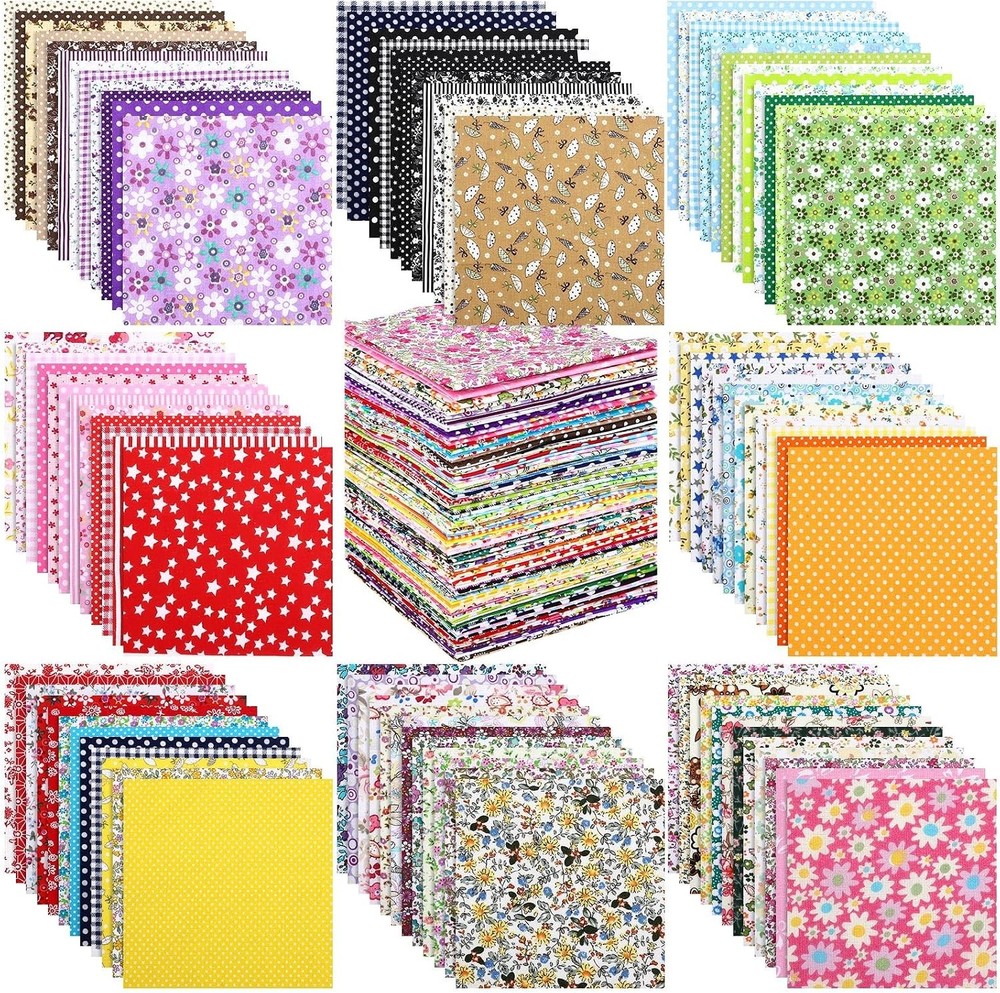 Prebound 1500 Pcs 4 x 4 Inches Cotton Fabric Squares Pre-Cut Quilt Squares