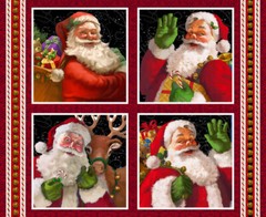 Christmas Legend Santa Fabric Reindeer Scenes Cotton Henry Glass 34″X44″ Panel