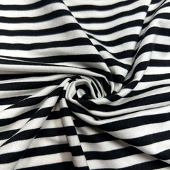 Jersey Black White 1/4″ Stripes R/P/S 60″ Wide Fabric Lot of 1 Yard & 25″ for $5