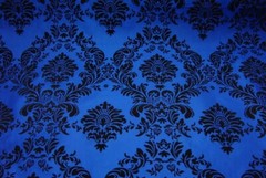 ROYALT BLUE TAFFETA DAMASK VELVET FLOCKED DRESS HOME DECOR APPAREL YARD