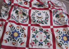 15 QUILT SQUARE FABRIC PIECE LOT 15″ traditional Pennsylvania Dutch design print