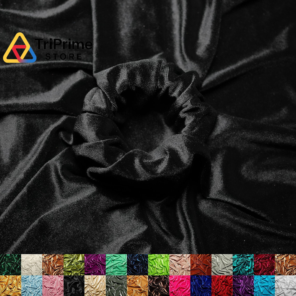 Ice Fabrics Stretch Velvet Fabric by The Yard – 60″ Wide Soft 1 Yard, Black