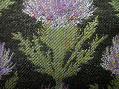 Scottish Thistle Curtain Fabric Black And Violet Upholstery Cushion Jacquard