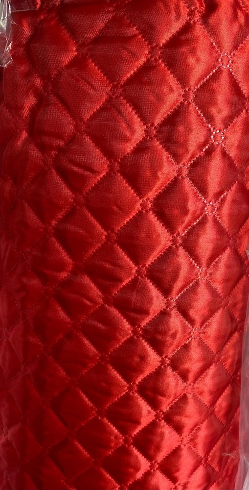 Satin Quilted Polyester Batting Fabric – RED- 58″/60″ Width Sold By The Yard