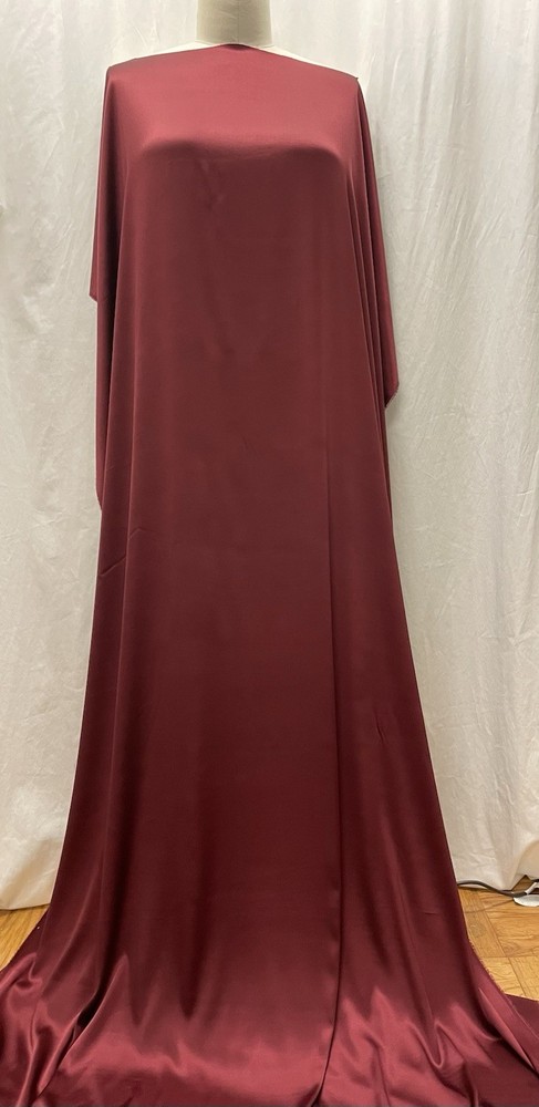 98% Silk Charmeuse 2% Lycra Rich Burgundy Fabric 2 yards 30″ Long 42″ Wide