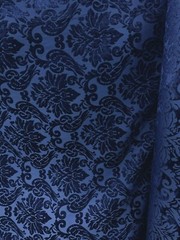 DARK BLUE DAMASK CHENILLE UPHOLSTERY BROCADE FABRIC (54 in.) Sold By The Yard