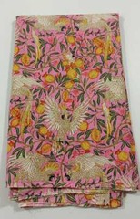 Hand Block Animal Print 100% Cotton Multicolor Fabric Running 5 Yard Indian