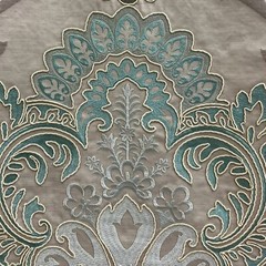 G P & J BAKER BF10509.2 WATERFORD DAMASK AQUA / SILVER UPHOLSTERY FABRIC 4.75 YD
