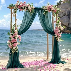6.7 Yards Dark Green Sheer Wedding Arch Draping Fabric Chiffon 29 Inch x 20ft