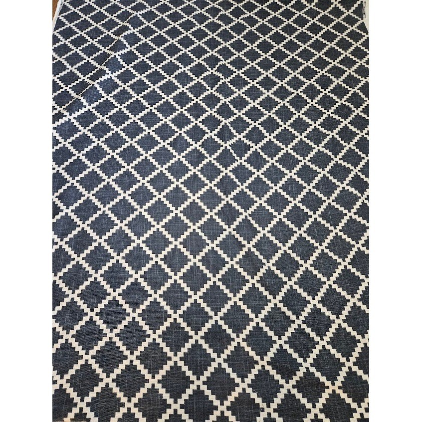 HC Monogram Lulu DK Gaston Navy Blue White Diamond Tile Fabric Price Per Yard