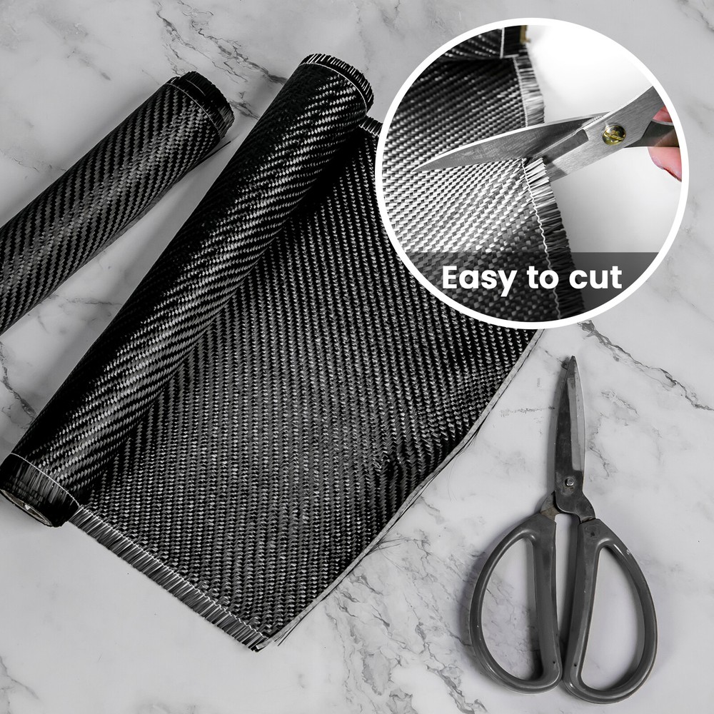 3K 200g/m Carbon Fiber Fabric Cloth Black DIY Fiber Twill Weave 11.8″ x 59″