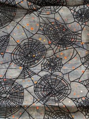 HTF Halloween Black Spider Web Embossed Sheer Fabric Costumes Crafts LAST PIECE