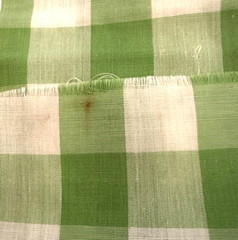 Vintage Large 1 in Gingham Print Fabric Cotton Blend 3 .25 Yds X 44″ Green READ