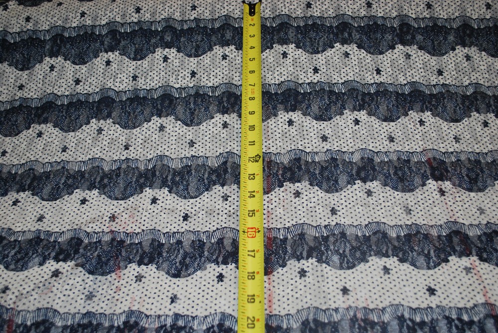 Lace Nylon Spandex Knit Fabric Multicolor Floral Print Horizontal print Navy