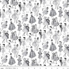 RILEY BLAKE – Barbie Vintage by Mattel – Tonal – White ,1/4 yard