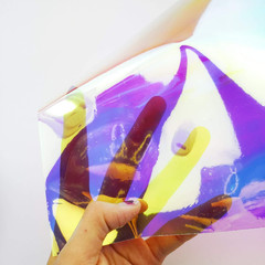 Transparent Iridescent PVC Sheet Cosplay Performance Accessories Holographic Wat