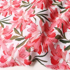55” Wide By Yard Pink Floral Dress Fabric Soft Viscose Poplin Material Sewing