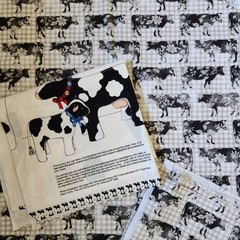 Lot of 2 Till the Cows Come Home Cut and Sew Fabric Panel + Floral Cow CX9967