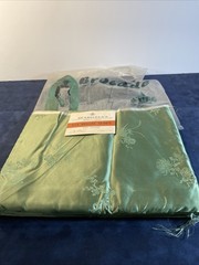 Vtg 1950s Harilela Hong Kong Silk Blend Brocade Fabric Silvery Green 5 Yards