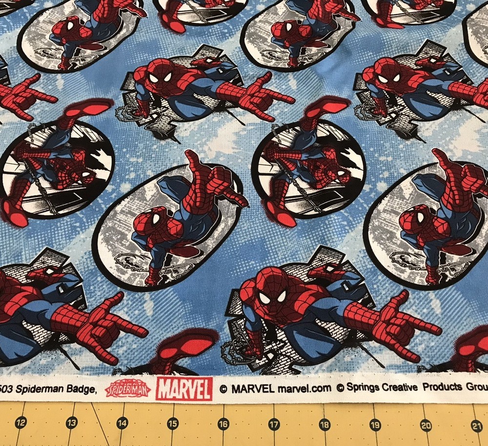 Spiderman Badge Marvel 100% cotton fabric sold by the yard #2680
