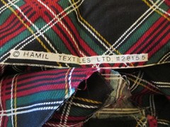 Cotton Blend FABRIC Hamil Textiles Christmas Cats Border on Tartan Plaid 1yd 34″