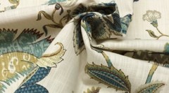 BALLARD DESIGNS COURTNEY PEACOCK BLUE JACOBEAN FLORAL FABRIC BY YARD 54″W