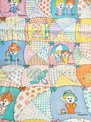 VTG `80`s “Huggables” by Princess Fabrics Cheater Patchwork Quilt BTFQ