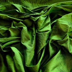 Iridescent Fern Green Dupioni 100% Silk Fabric, 44″ Wide, By th Yard (S-178)