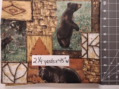 Bears Fabric 2.25 Yards x 45″ Wide Cotton Birch Bark, Stone Wall, Sticks Design