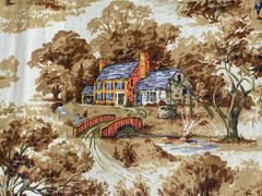 Vintage House N Home Virginia Country Home Fabric Piece Fall Gold Brown 96×28.5”