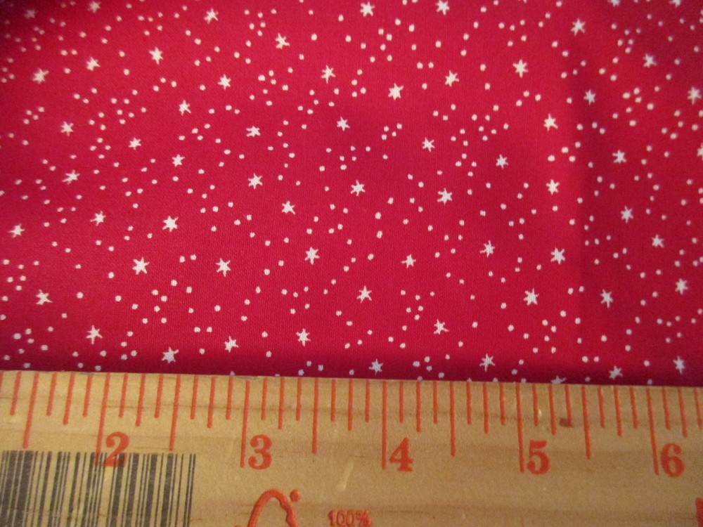 White Dots & Stars on Red Christmas Holiday Cotton Fabric 1 FQ Approx 18 x 21