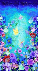 Fairy Fairies Garden Flowers Cotton Fabric Timeless Treasures C7236 24″ Panel