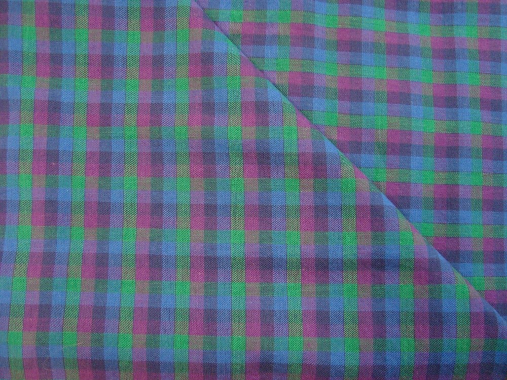 3.6 yds FABRIC Country Check Cotton Blue green Quilt Clothing 44″ x 130″ BTP