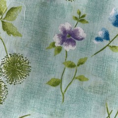 Fabric Pastel Blue With Pastel Purple And Blue Flowers 2 1/4 Yards