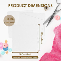 200 Pcs Cotton Fabric Squares 5×5 Inch Precut Quilting Scraps Sewing Craft Set 2
