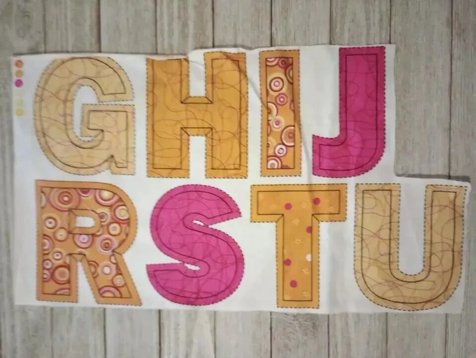 alphabet letter RJR fun fabric 13 x 9 inch 4 inch 8 letters