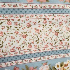 Vtg Faye Burgos for Marcus Bros Floral Striped Cotton Fabric 4 Yards Roses