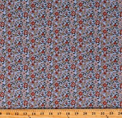 Cotton Lawn Batiste Blue Floral Calico Flowers 58″ Fabric by the Yard D164.08