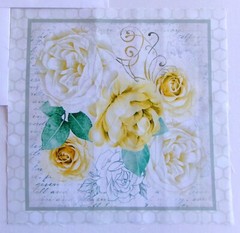 Cotton Fabric Pic E Yellow White Flowers Square is 10 1/4″ L x 10″ W Cream Bkg