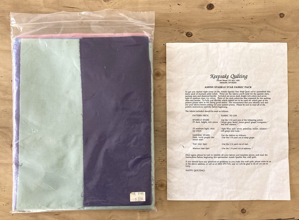 Amish Sparkle Star Fabric Pack from Keepsake Quilting Open Bag