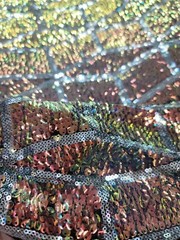 Fabric Sold By The Yard Embroidery Rose Gold Sequin Iridescent Two Tone Rose Gol