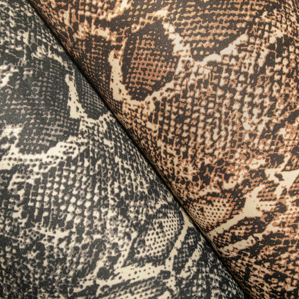Ottertex Canvas Waterproof Printed Snakeskin Black Fabric Sold By The Yard