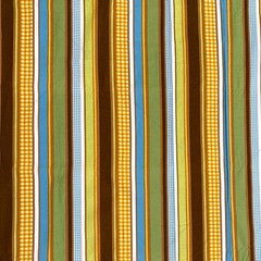 VTG Stripe Check Fabric 70s Retro Blue Green Brown Cotton Fabric 2.75 Yds x 42″