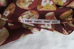 EMDAY FABRIC PRINT 1993 Burgundy Red Floral Rayon Polyester Panel Mason Jar AOP